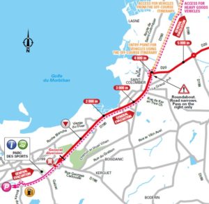 Mapa závěrečných kilometrů 4. etapy Tour de France 2018 (Sarzeau)