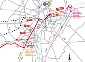 Mapa závěrečných kilometrů 7. etapy Tour de France 2018 (Chartres)