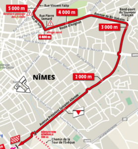 Mapa dojezdu 16. etapy Tour de France 2019 (Nîmes)