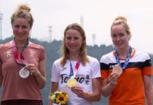 Marlen Reusser, Annemiek van Vleuten, Anna van der Breggen – medailistky olympijské časovky v Tokiu 2020